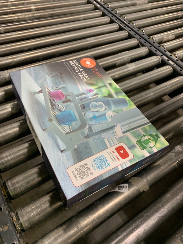 Photo 1 of PopYum Seattle Gray Space Saving Drying Rack from 100% Recycled Bottles, countertop for Baby Bottle, Plastic Bags, Cups, Glass, tumblers, Compact
