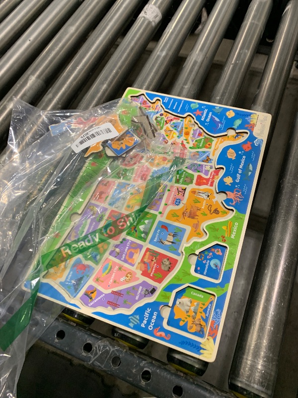 Photo 1 of Montessori Mama USA Map Wooden Puzzle, Puzzles for Kids Ages 4-6 Educational Toys 