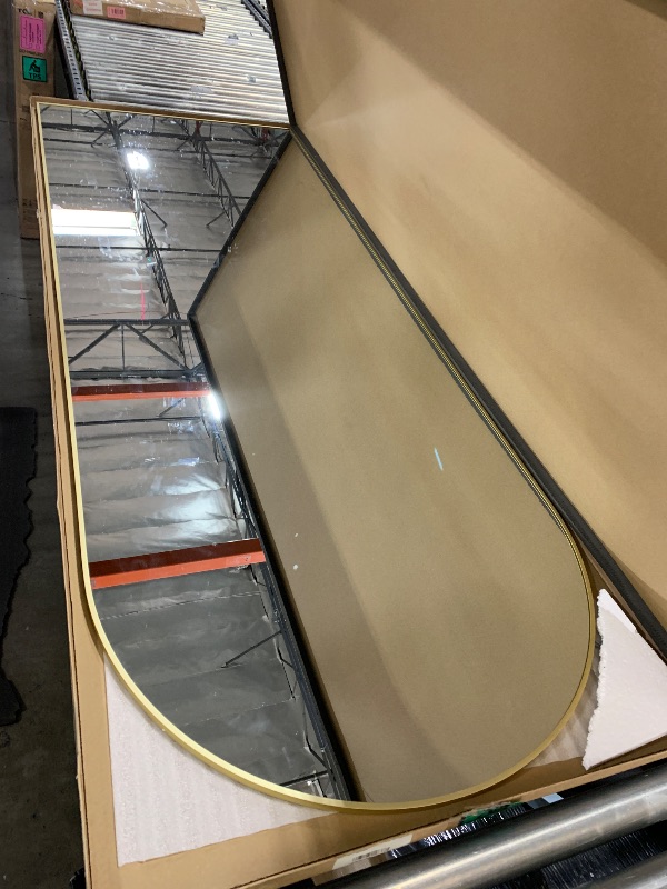Photo 1 of Otlsh Full Length Arched Floor Mirror, 68"26" With Stand, Full Body, Large, Wall, Freestanding, Oversized, Aluminum Frame - Gold