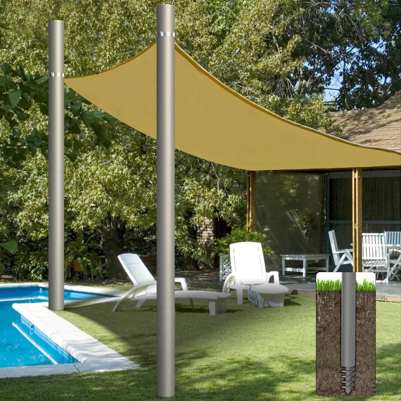 Photo 1 of Shade Sail Poles, Heavy Duty Sun Shade Poles, Screw in Poles for Sun Shades Outdoor, 12 Ft Sun Shade Sail Poles 