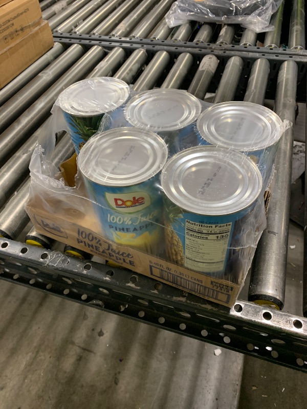 Photo 1 of Dole 100% Pineapple Juice - Dole Canned Juice - No Sugar Added - 46 fl oz Cans - 6 Pack