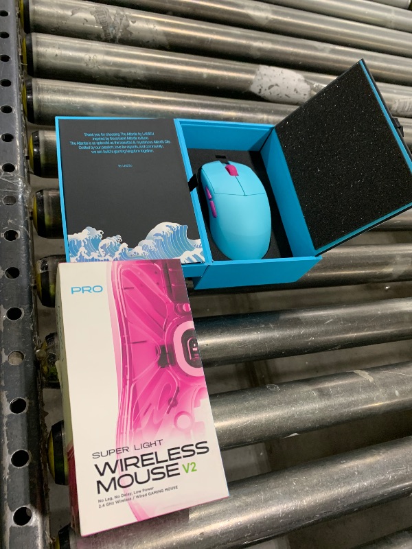Photo 1 of Lamzu Atlantis OG V2 Pro Wireless Gaming Mouse, Ultra Lightweight 57g, 26000 DPI, Symmetrical, Mechanical Switch, Silver TTC Encoder, PAW3395 Sensor, MCU Nordic 52840-Miami Blue