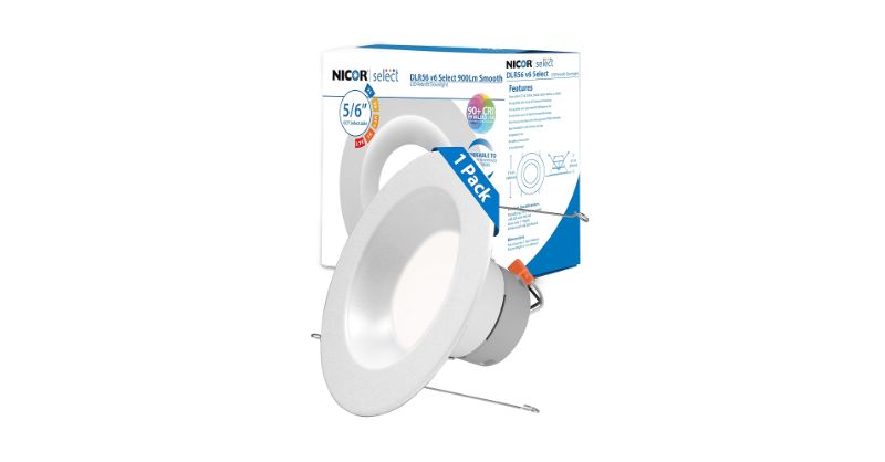 Photo 1 of NICOR Lighting Recessed Ceiling Lights LED Downlight - Dimmable 5/6 inch LED Recessed Light Fixtures - Selectable CCT 2700K-5000K, 918 Lumens, 10.3W - DLR56 LED Retrofit Ceiling Light, White