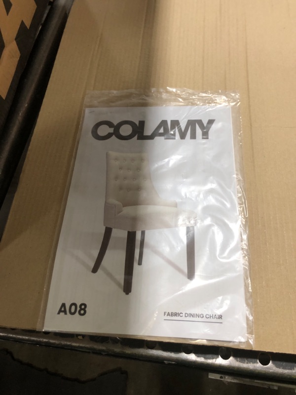 Photo 1 of COLAMY Wingback Upholstered Dining Chairs Set of 2, Fabric Side Dining Room Chairs, Light Grey