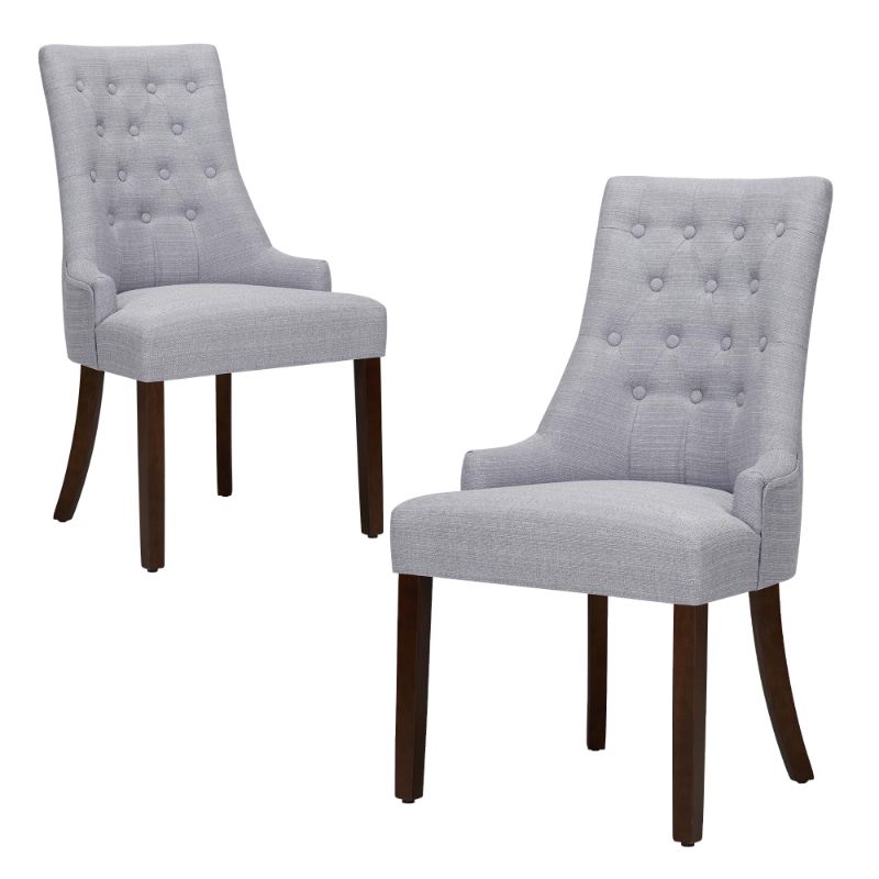 Photo 1 of COLAMY Wingback Upholstered Dining Chairs Set of 2, Fabric Side Dining Room Chairs, Light Grey