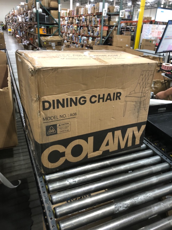 Photo 1 of COLAMY Wingback Upholstered Dining Chairs Set of 2, Fabric Side Dining Room Chairs, Light Grey