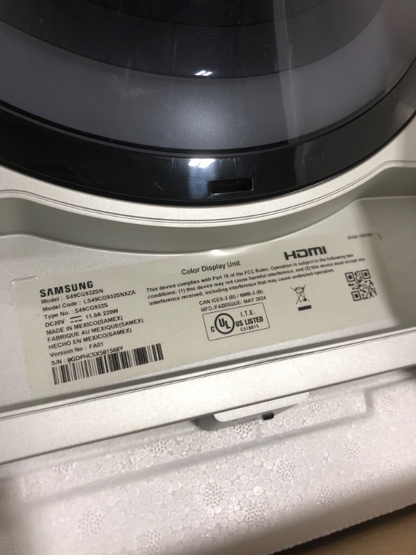 Photo 1 of Samsung 49" Odyssey OLED (G93SC) Series Curved Gaming Monitor w QD-OLED, 240Hz, 0.03ms, DQHD, G-Sync Compatible, AMD FreeSync Premium Pro,Height Adjustable Stand,3 Yr Warranty,LS49CG932SNXZA