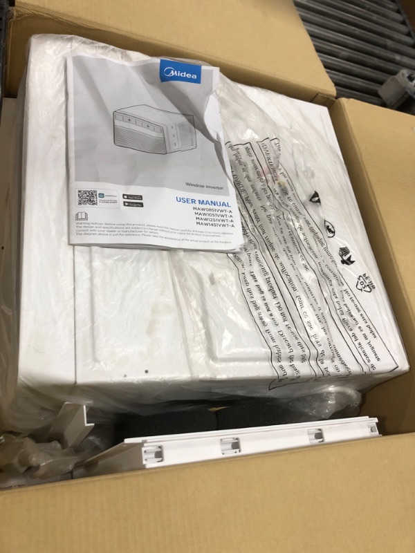 Photo 1 of Midea 8,000 BTU Smart Inverter Window Air Conditioner with APP, Alexa Control, 115V AC Unit Cools up to 350 Sq. Ft, Quiet Operation, Energy Saving, Remote & Easy Installation Kit, White