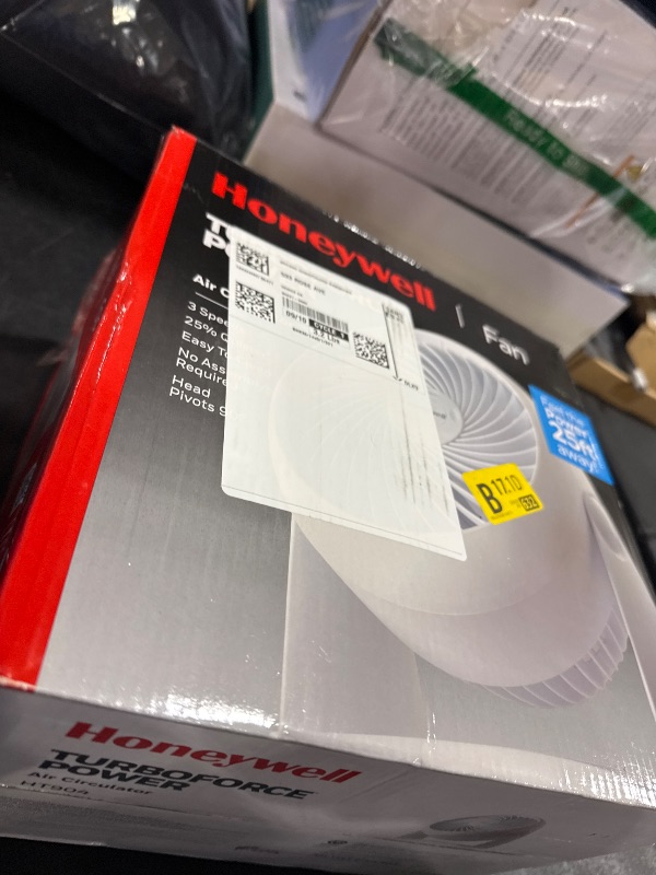Photo 1 of Honeywell TurboForce Air Circulator, Small Tabletop Fan, Quiet Personal Fan for Home or Office, 3 Speeds, 90 Degree Pivoting Head, White, HT-904