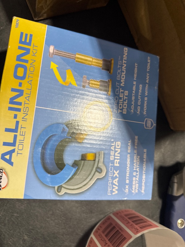 Photo 1 of DANCO All-in-One Toilet Installation Kit, Perfect Seal Wax Ring & Zero Cut Bolts, Toilet Repair, Wax-Free, Mounting Toilet Bolts (10879X)