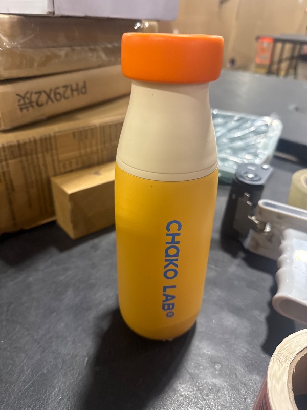 Photo 1 of CHAKO LAB Insulated Stainless Steel Water Bottle with Two Strap | BPA-Free Leak Proof | 17oz Bottle with Spout Lid & Straw | Orange Marmalade