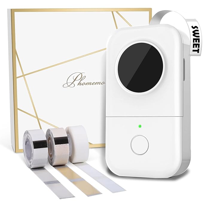 Photo 1 of Phomemo Label Maker Machine with Tape D30 Label Printer-with 3 Roll Adhesive Label,Bluetooth Label Maker Small Portable Sticker Maker Compatible with iOS&Android White