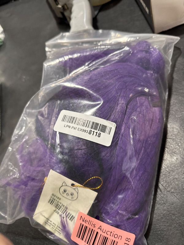 Photo 1 of Half and Half Long Purple Braid Ponytail Wig 41.3'' Pre-styled Purple Braided Anime Cosplay Wig for Women Party Halloween Costumes Movie Cos