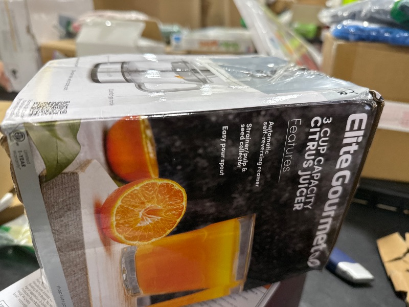 Photo 1 of Elite Gourmet ETS623 BPA-Free Electric Citrus Juicer, Compact, Large Volume, Pulp Control, Oranges, Lemons, Limes, Grapefruits with Easy Pour Spout, 24oz, Black/Stainless Steel