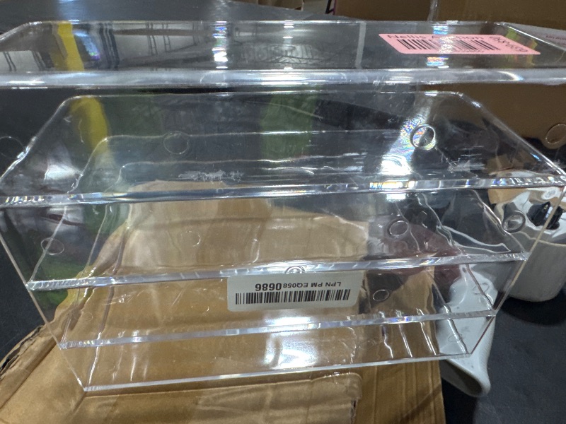 Photo 1 of 4 Section Acrylic File Organizer, Clear Desk Organizer and Accessories, Sturdy File Folder Holder Sorter, Office Supplies for Mail Letter Paper Electronic Notebook