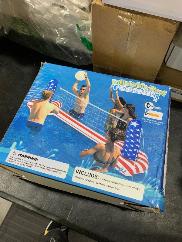 Photo 1 of KIDDITOY 120" Pool Volleyball Net, Pool Volleyball Set for Inground American Flag Design Includes Upgraded Water Volleyball, Ball Pump, Pool Games Toys for Adults | 2025 Pool Party Gift Accessories