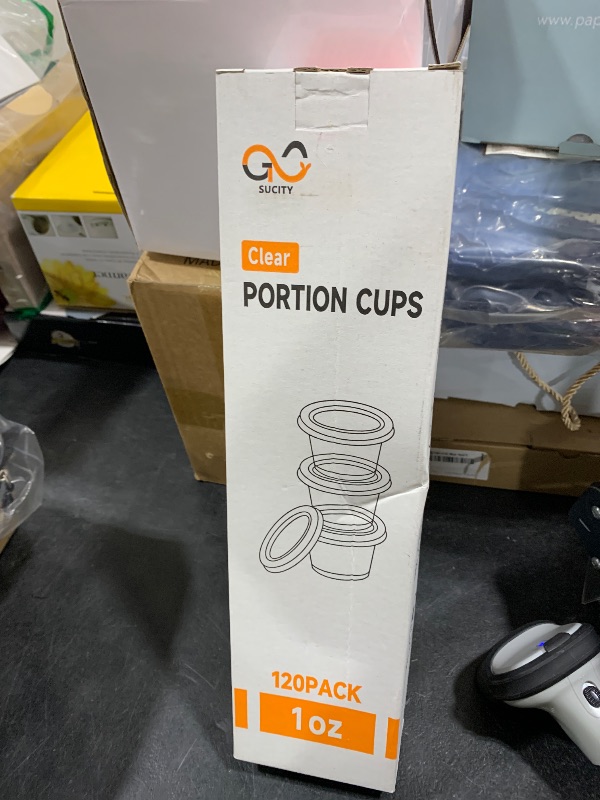 Photo 1 of SUCITY 120 Sets - Small Plastic 1oz Condiment Cups with Lids, Portion Cups for Lunch, Party, Trips
