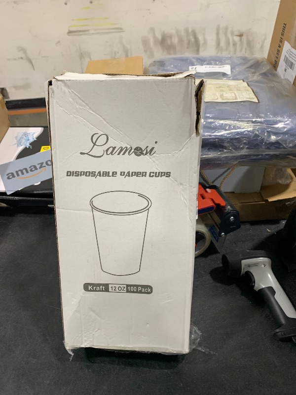 Photo 1 of Lamosi 100 Count 12 oz Kraft Paper Cups, Disposable Hot/Cold Paper Coffee Cups, 12 Ounce Beverages Cups, Water Cups for Party Picnic Travel and Events