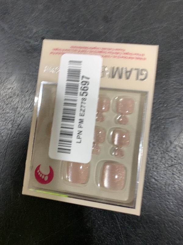 Photo 1 of Glamnetic Press On Toenails - The Vow | Shimmery Nude Neutral Fake Toe Nails with a Velvet Finish | 16 Sizes - 32 Toe Nail Kit with Glue