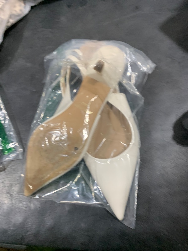 Photo 1 of JENN ARDOR White Kitten Heels Low Heeled Dressy Kitty Slingback Pumps for Women Going Out Short Sandals Fashion Casual Bridal Shoes Size 10