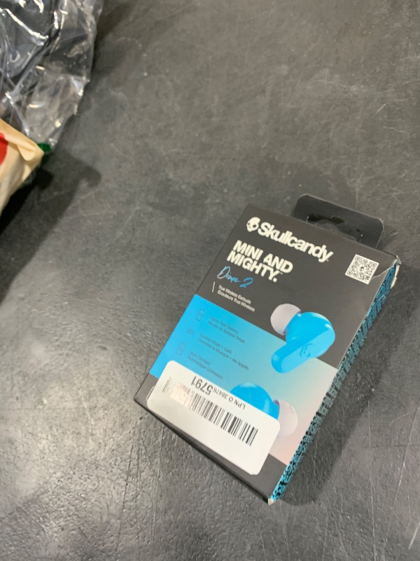 Photo 1 of Skullcandy Dime 2 Wireless Earbuds, Bluetooth Headphones, Noise Isolating Fit, Up to 12 Hours Battery, Microphone for iPhone Android, Easy Carry with Integrated Lanyard - Light Grey/Blue