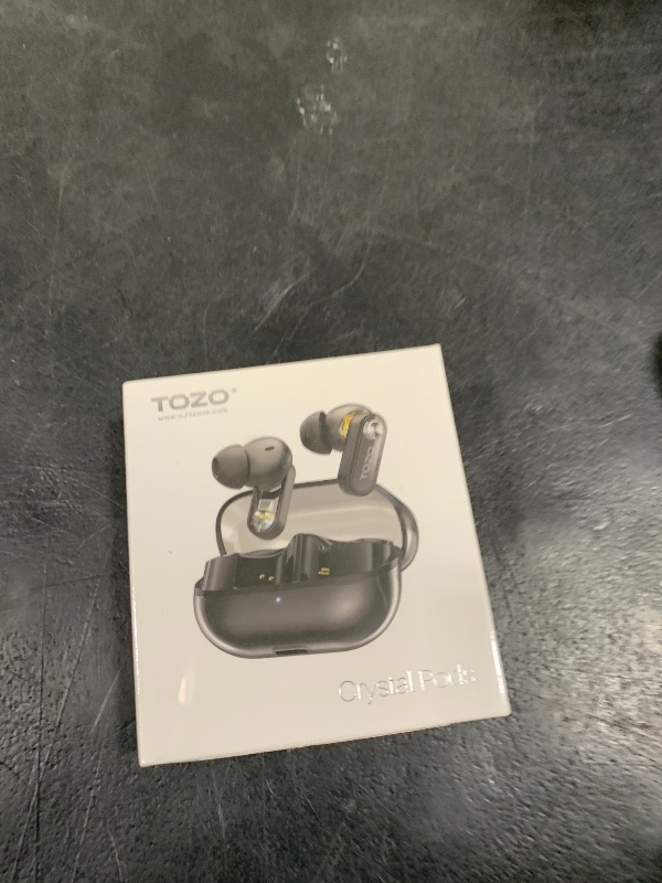 Photo 1 of TOZO Crystal Pods Hybrid Active Noise Cancelling Wireless Earbuds, 10mm Drivers Deep Bass Stereo Sound, 4 Mics Smart ENC AI Calls, 32 EQ via App, Bluetooth 5.4 Headphones, Crystal Case Design