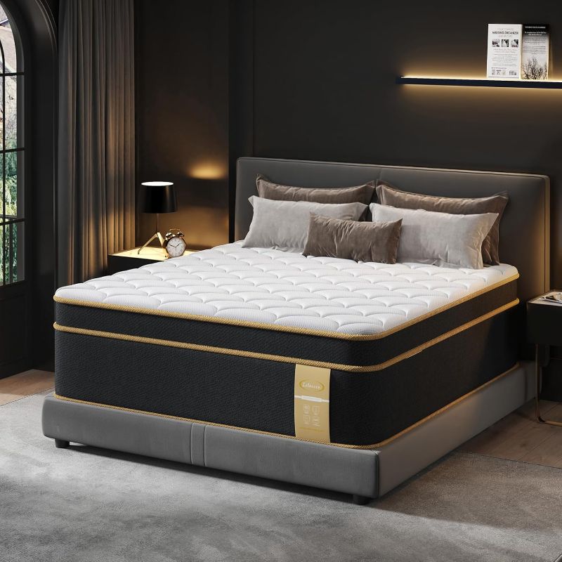 Photo 1 of Firm Queen Mattress, 16 Inch Gel Memory Foam Hybrid Mattress Queen Size Bed in a Box, Pressure & Pain Relief, CertiPUR-US, Individual Pocket Spring, Edge Support
