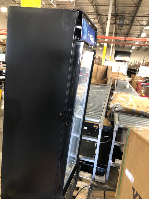 Photo 1 of BEYOU Commercial Beverage Refrigerator, 9.7 cu. Ft Upright Dispaly Merchandiser with Single Glass Door, Drink Cooler for Living Room,Bar, Garage?Black?