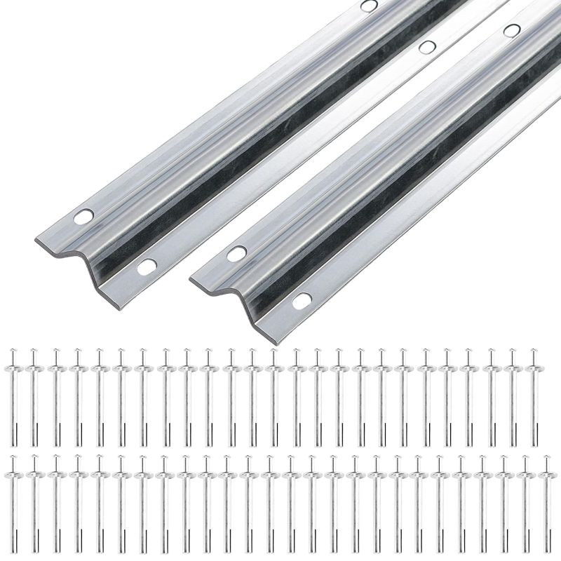 Photo 1 of 12 Ft V-Track Galvanized Inverted V Track for 1'' OD V-Groove Sliding Gate Rollers Driveway Gate with Hammer Drive in Anchors, Heavy Duty Sliding Driveway Gate Track