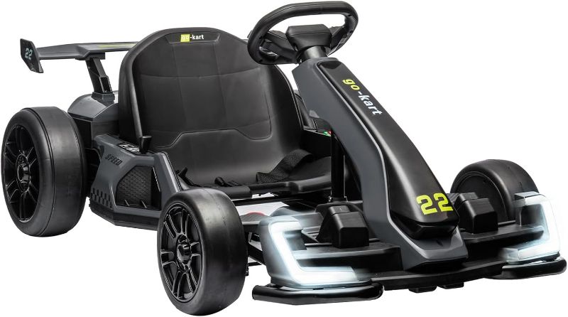 Photo 1 of 24V Electric Go Kart,300W Powerful Drift Kart for Kids, Electric Pedal Kart,with 300W Strong Motor, Drift/Sport Mode, Big Battery, Eva Tire,Length Adjustmen for Outdoor Racing Toy-Grey
