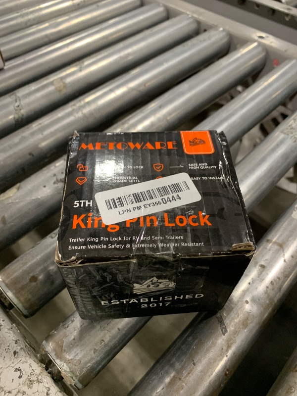 Photo 1 of METOWARE 5th Wheel King Pin Lock with Warning Tag for 5th Wheel, RVs, Semi Trailers and Campers (Black)