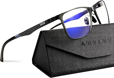 Photo 1 of ANYLUV Blue Light Glasses Men/Women, Al-Mg Metal Computer Blue Light Blocking Glasses, Relieve Eyestrain and Eye Protection