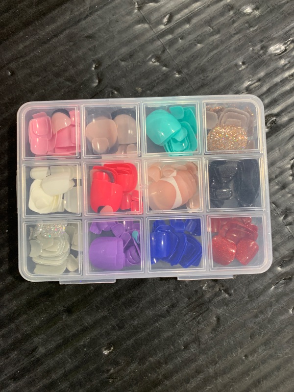 Photo 1 of FANDAMEI Press on Toe Nails, 12 Colors 288PCS Press on Toenails Short Square, 4 Glitter Press on Toenails Full Cover, 6 Glossy False Toenails for Feet, 2 Press on Toenails French Tip for Nail