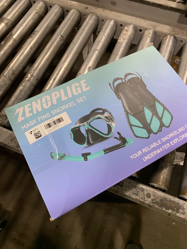 Photo 1 of Zenoplige Mask Fins Snorkel Set, Snorkeling Gear for Adults, Panoramic View Snorkel Mask Anti-Fog, Adjustable Dive Flippers, Dry Top Snorkel and Travel Bag, Scuba Gear for Swimming Snorkeling Diving