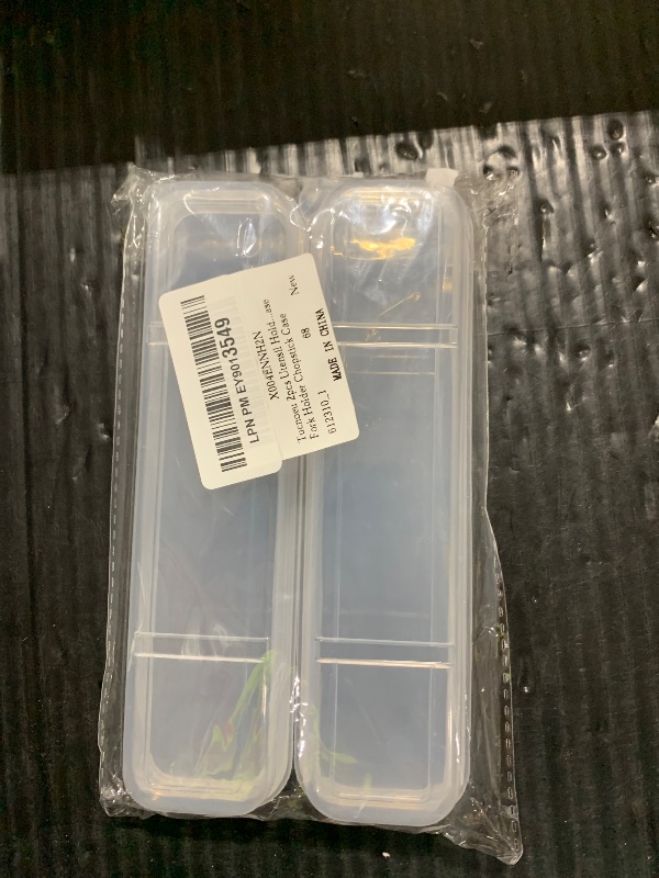 Photo 1 of Tucnoeu 2pcs Utensil Holder for Lunch Box,Clear Portable Flatware Box,Simple Tableware Storage Box Spoon Case Fork Holder Chopstick Case