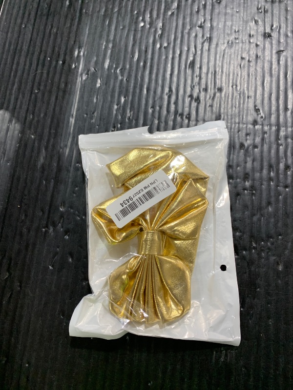Photo 1 of Baby Bronzing Turban Headband Metallic Messy Headwarp Shiny Metallic Gold Hair Band BBG38 (Gold)