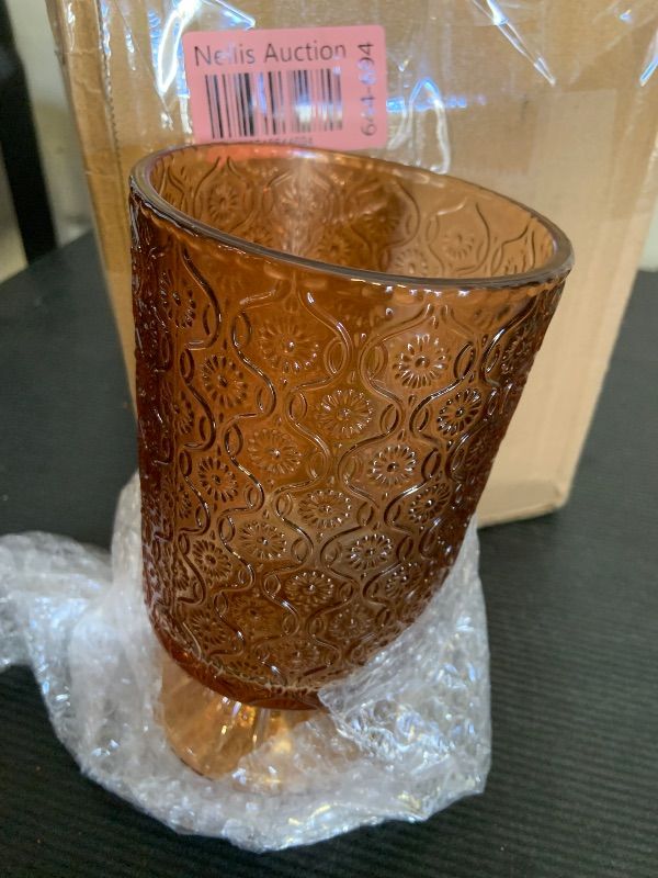 Photo 1 of  Clear Glass Votive Candle Holders, Vintage Candle Holder for Floating Candle, Tealight Candle Holder for Table Centerpieces Home Bridal Shower Birthday Christmas Table Decoration (Amber)