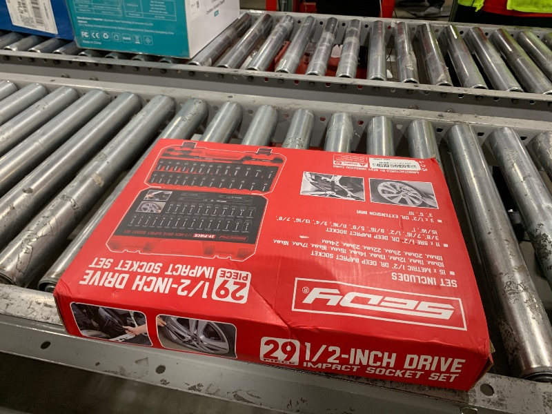 Photo 1 of 29-Piece 1/2" Drive Impact Socket Set, SAE (3/8 to 1 inch) and Metric (10-24mm) Sizes with Extension Bars Standard Deep Socket Set CR-V Material High Durability Impact Wrench