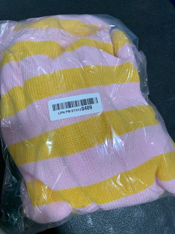 Photo 1 of LAMISSCHE Womens Oversized Lounge Sets 2 Piece Outfits Striped Matching Pajama Set Long Sleeve Sweater Set(Yellow&Pink Purple,S)