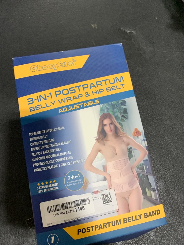 Photo 1 of ChongErfei 3 in 1 Postpartum Support - Recovery Belly/waist/pelvis Belt Shapewear Slimming Girdle, Beige, L For Posture Correction