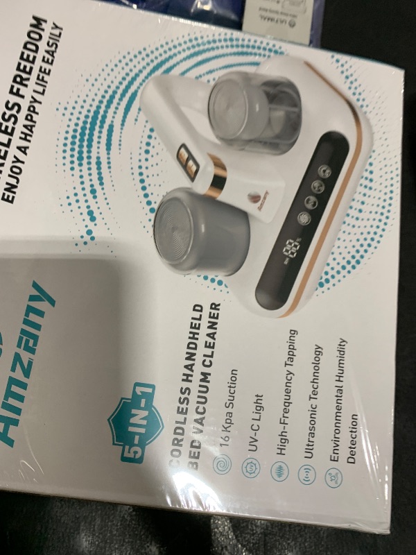 Photo 1 of Amzany Mattress Vacuum Cleaner - 5-in-1 Cordless Bed Vacuum Cleaner, Powered by Ultrasonic Technology, 16Kpa Strong Suction,Low Noise,Suitable for Dust, Pet Hair, Etc - Grey