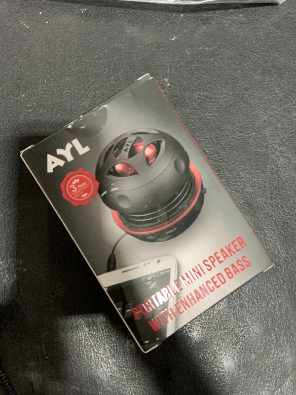 Photo 1 of AYL Mini Speaker System, Portable Plug-in Speaker with 3.5mm Aux Input, External Audio for Laptop Computer, MP3 Player, iPhone, iPad, Cell Phone (Black)