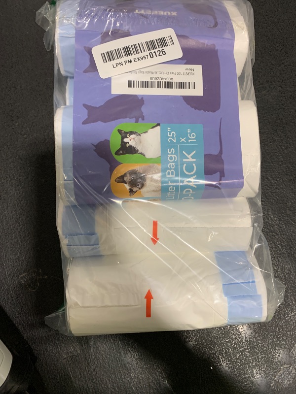 Photo 1 of XUEPETT 120 Pack Cat Litter Bags with Drawstring, Compatible with Litter-Robot 3/4 Heavy Duty Cat Litter Box Liners Waste Bags Replacement