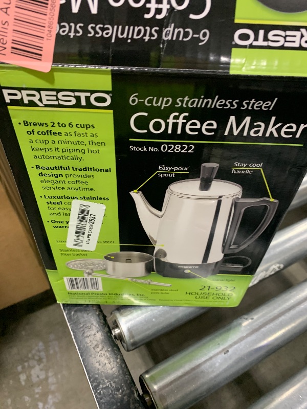 Photo 1 of Presto 02822 6-Cup Stainless-Steel Coffee Percolator