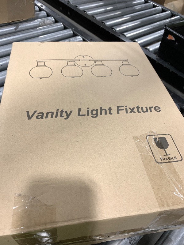 Photo 1 of 4-Light Bathroom Light Fixtures 2024 Upgrade, Gold Modern Vanity Lights Over Mirror with Clear Glass Globe Shade, Bathroom Wall Sconces for Mirror Kitchen Living Room Hallway Cabinet Bedroom Porch