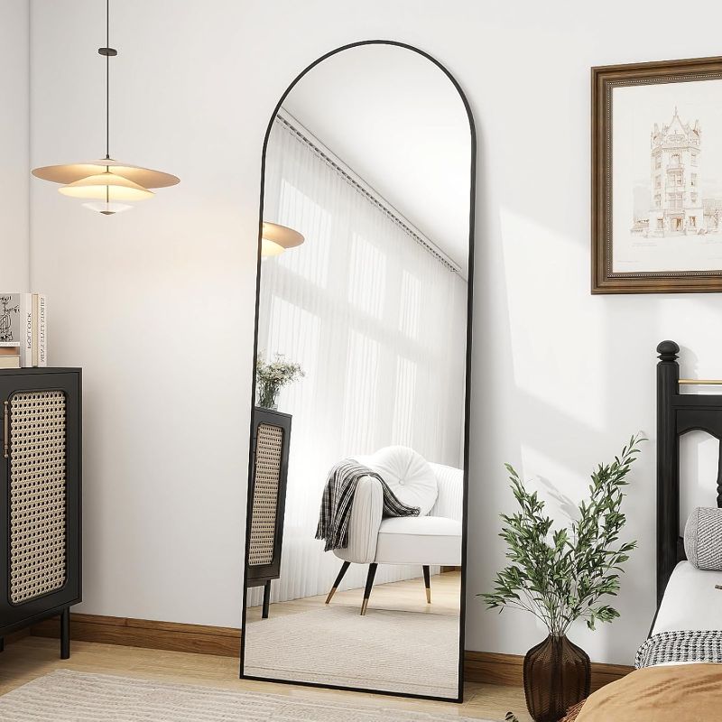 Photo 1 of OGCAU Floor Full Length Mirror, 56"x20" Arched Full Body Mirror, Hanging or Leaning, Standing, Wall Mounted with Aluminum Frame for Bedroom Living Room, 
