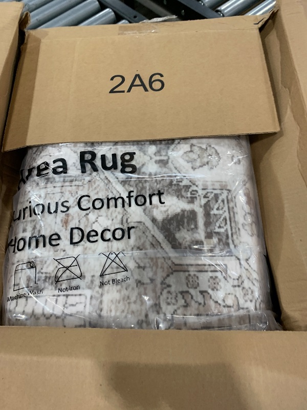 Photo 1 of LIVEBOX Washable Area Rug 8x10 - Large Taupe Vintage Tribal Living Room Rug Oriental for Bedroom, Non-Slip Retro Medallion Carpet Print Distressed for Dining Room Guest Office