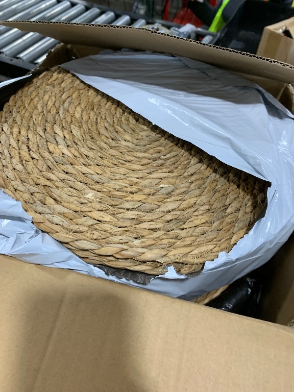 Photo 1 of Colingmill Round Woven Rattan Placemats, 13 Inch Rattan Placemats Natural Straw Hand Woven Farmhouse Round Place Mats for Dining Table Home Christmas Halloween Wedding Baby Shower Dinner(40 Pcs)