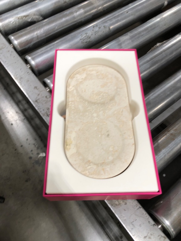 Photo 1 of Einova Dual Classic Stone – Dual Wireless Charging Pad in Genuine Marble, Designed in Italy, Qi Certified, for Smartphones, Wireless Earbuds & More – Cream Marble