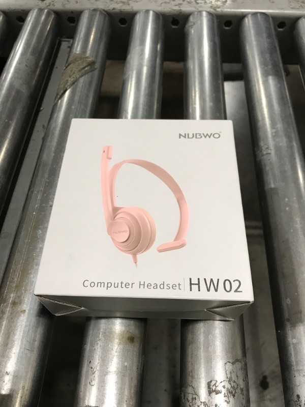 Photo 1 of NUBWO HW02 USB Headset with Microphone Noise Cancelling &in-line Control, Ultra Comfort Computer Headphones for Laptop pc, On-Ear Wired Office Call Center Headset for Boom Skype Webinars (Pink)